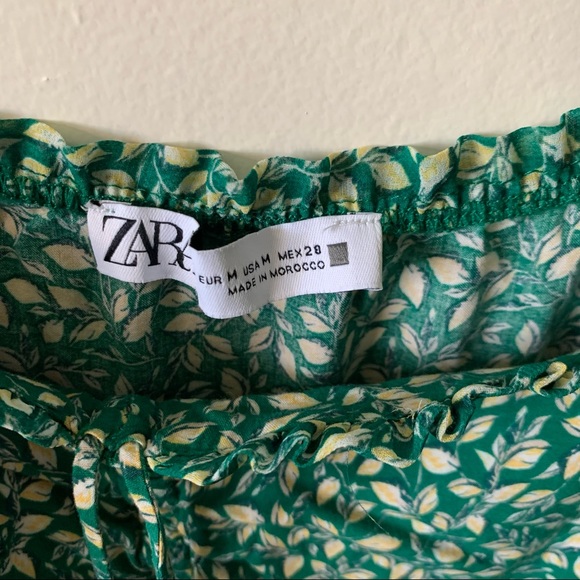 Zara Floral Green Midi Split Hem Dress Garden Plant Women's Medium - Picture 10 of 10